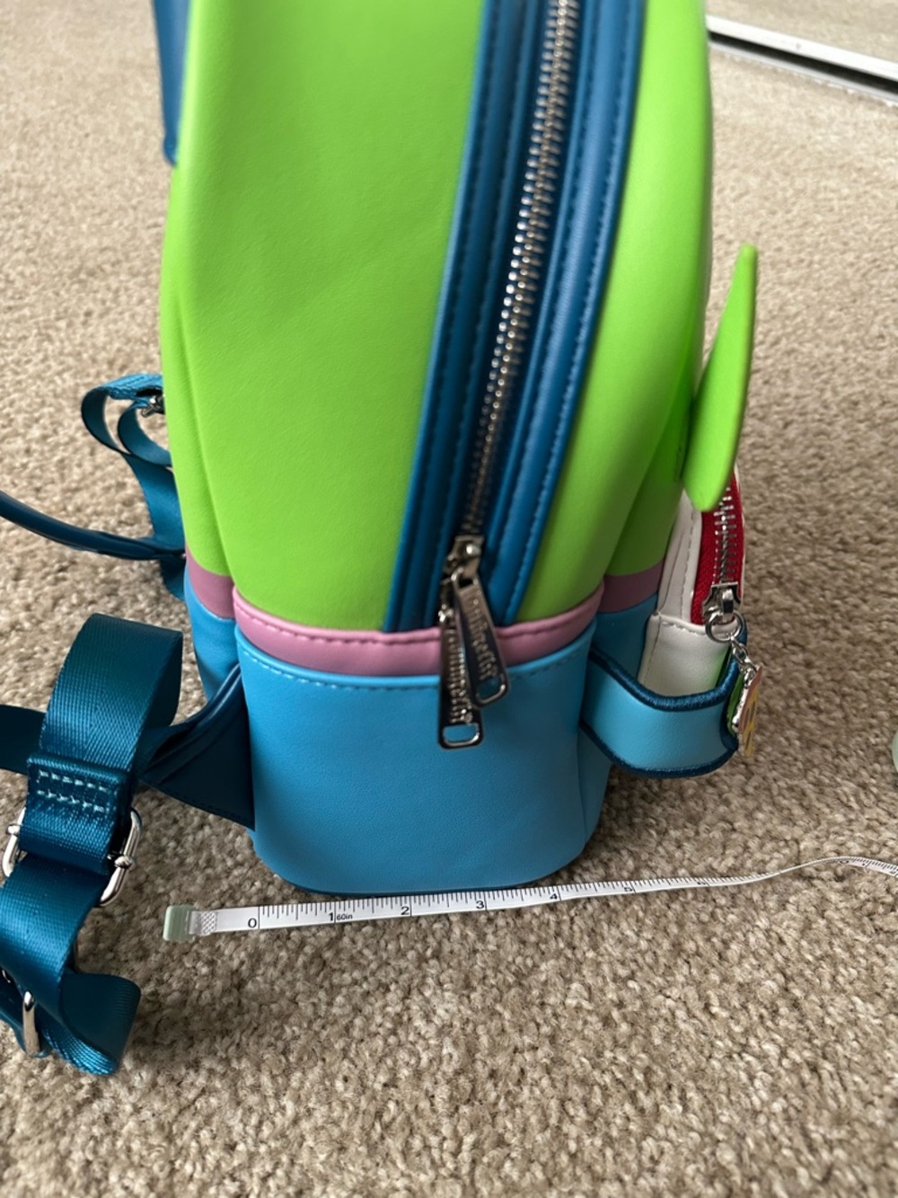 Loungefly Pixar Alien Pizza Planet Mini Backpack - Green/Blue/White/Red - Picture 9 of 10